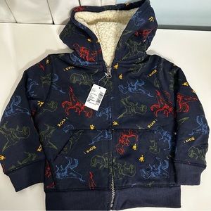 Children’s Place Dinosaur Sherpa Hoodie Size 2T
